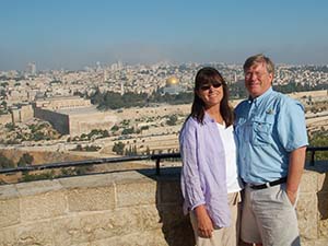 David and Beverly in Jerusalem looking over the temple mount